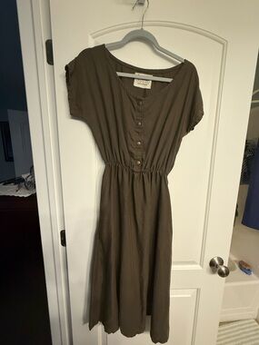 Conscious clothing Casual Button-Front Brown Midi Dress